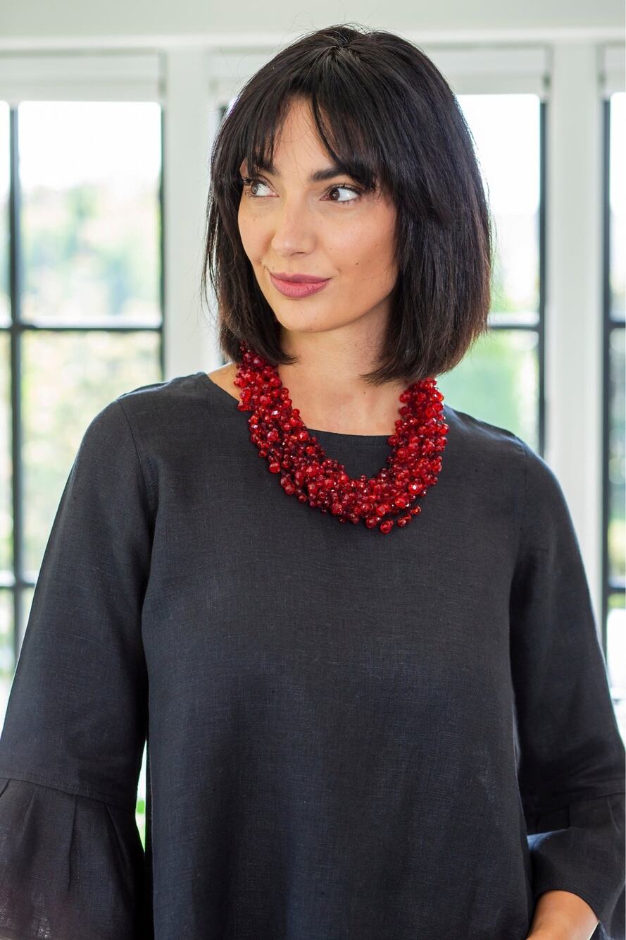 Arte Italica Crystal Bead Dust Red Cluster Necklace NWOT $128